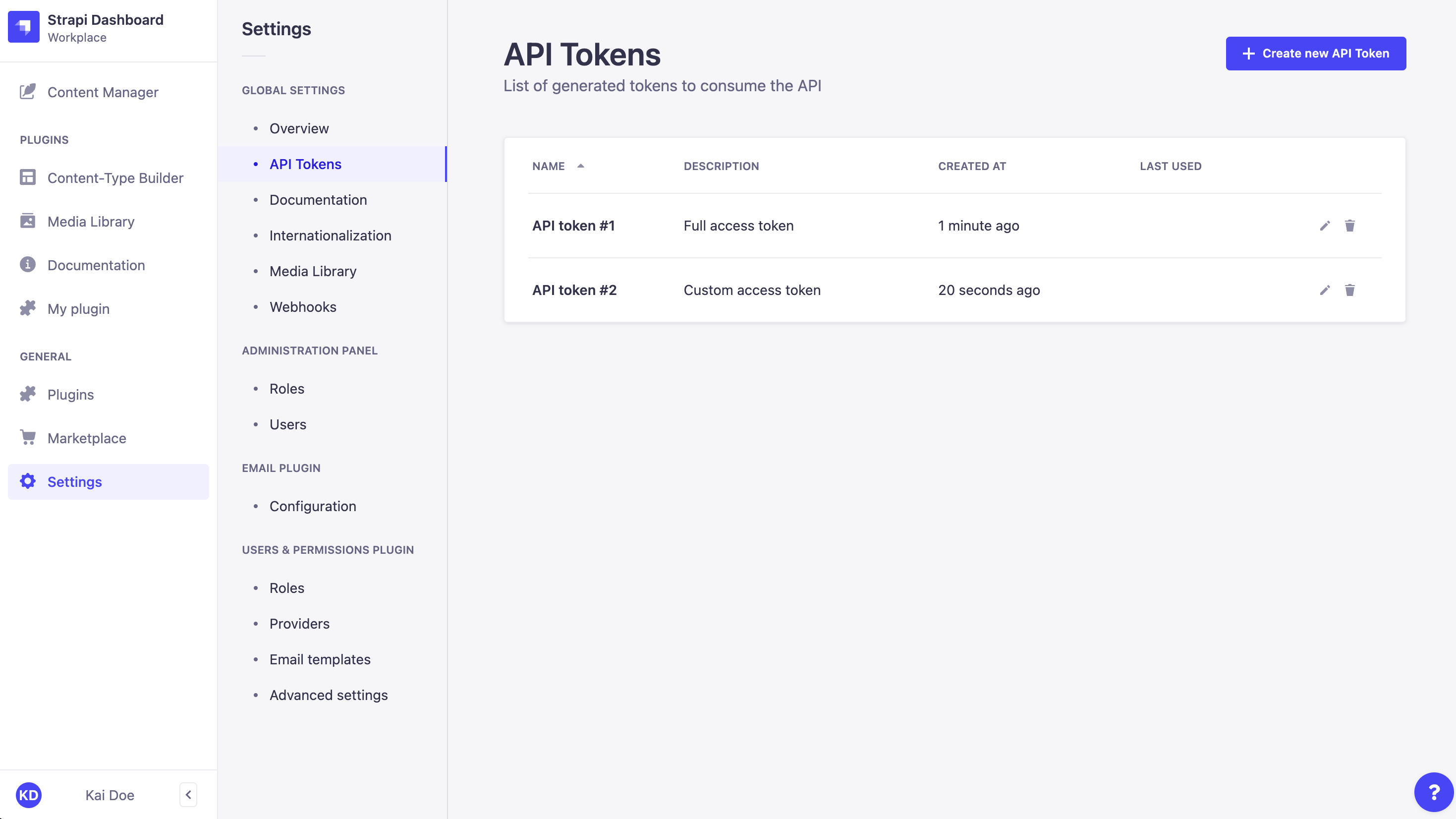 API tokens